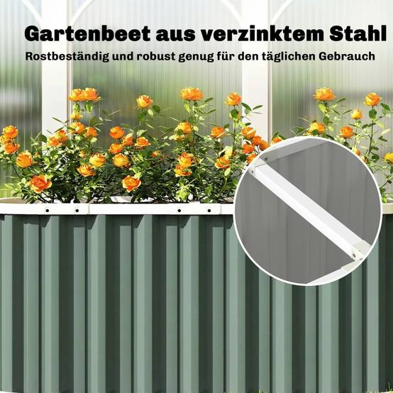 Carré potager surélevé en acier galvanisé pour jardin profond 136x53x61cm Vert - ComfortXL Outdoor Living - Image 8