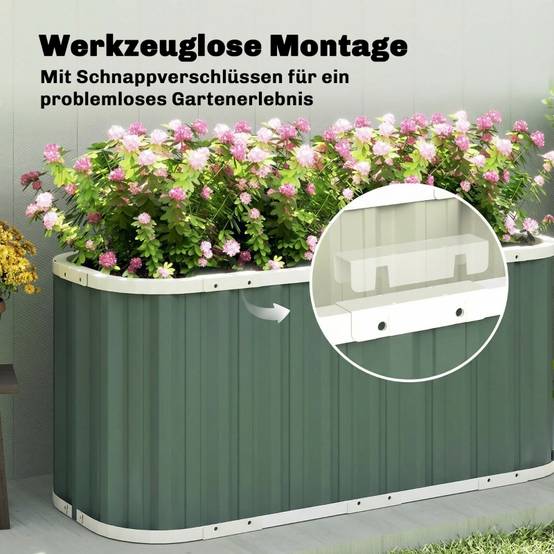 Carré potager surélevé en acier galvanisé pour jardin profond 136x53x61cm Vert - ComfortXL Outdoor Living - Image 5