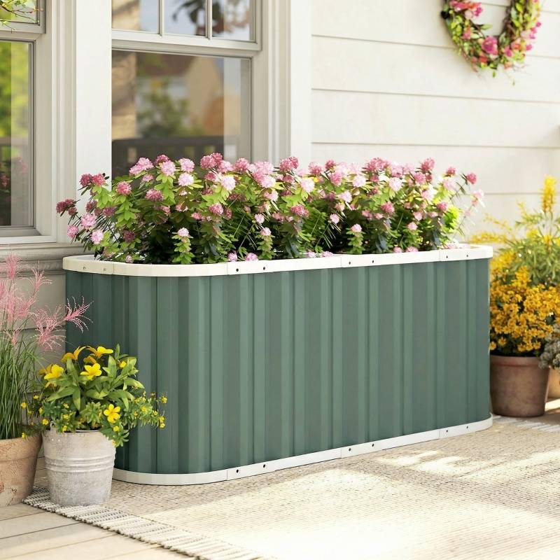 Carré potager surélevé en acier galvanisé pour jardin profond 136x53x61cm Vert - ComfortXL Outdoor Living - Image 1