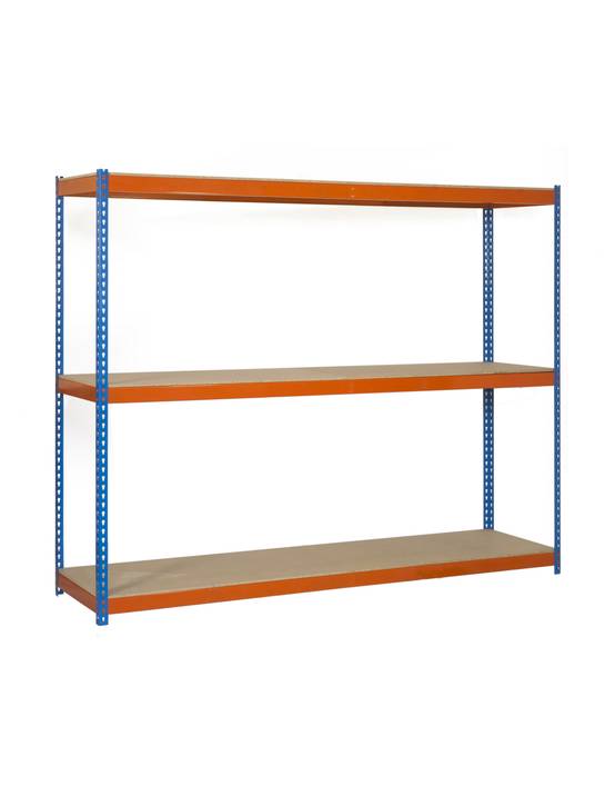 Etagère Sans Vis Ecoforte 1804-3 Chipboard Bleu/orang/bois Bleu/orange/bois 2000x1800x450 - Simonrack
