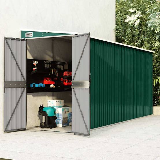 Vidaxl - Abri de jardin mural Vert 118x382x178 cm Acier galvanisé vidaXL 316229 - Image 1