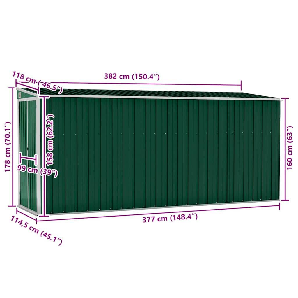 Vidaxl - Abri de jardin mural Vert 118x382x178 cm Acier galvanisé vidaXL 316229 - Image 3