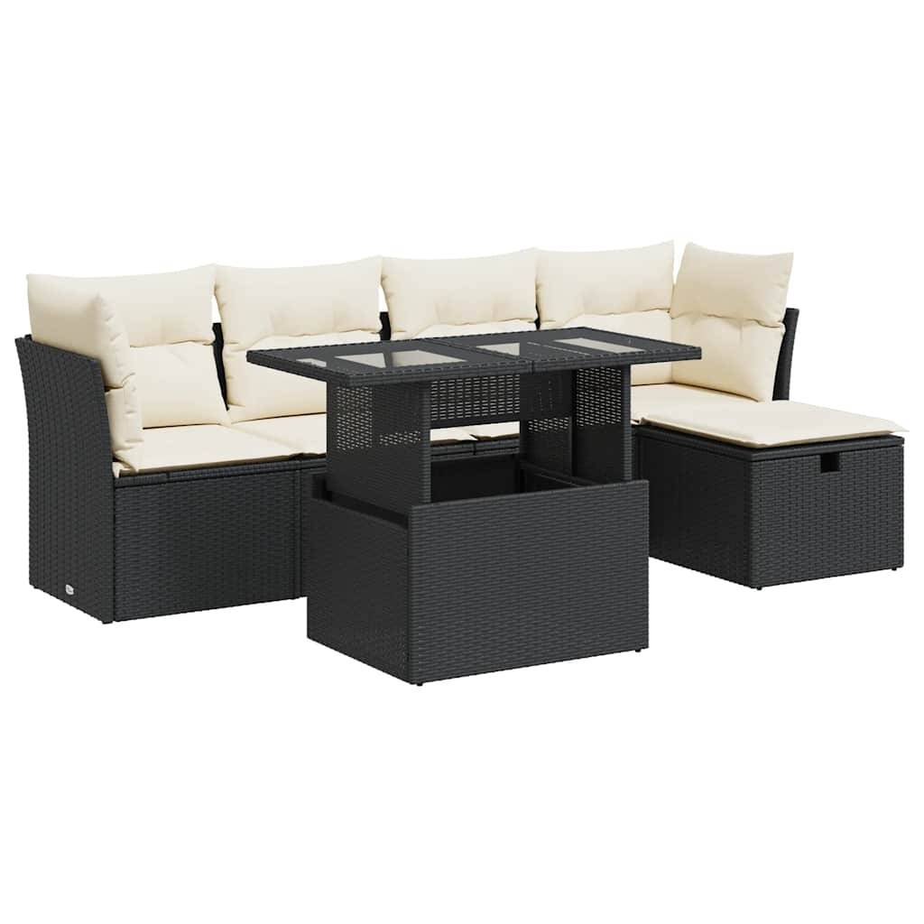 ComfortXL - Salon de jardin modulable 6 pcs résine tressée avec rangement et table en verre Noir – ComfortXL Outdoor Living - Image 2