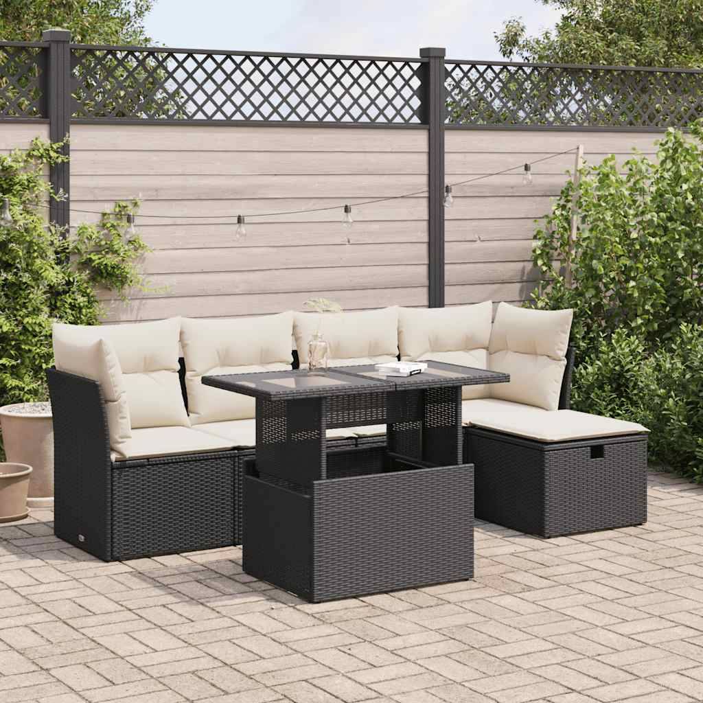 ComfortXL - Salon de jardin modulable 6 pcs résine tressée avec rangement et table en verre Noir – ComfortXL Outdoor Living - Image 1