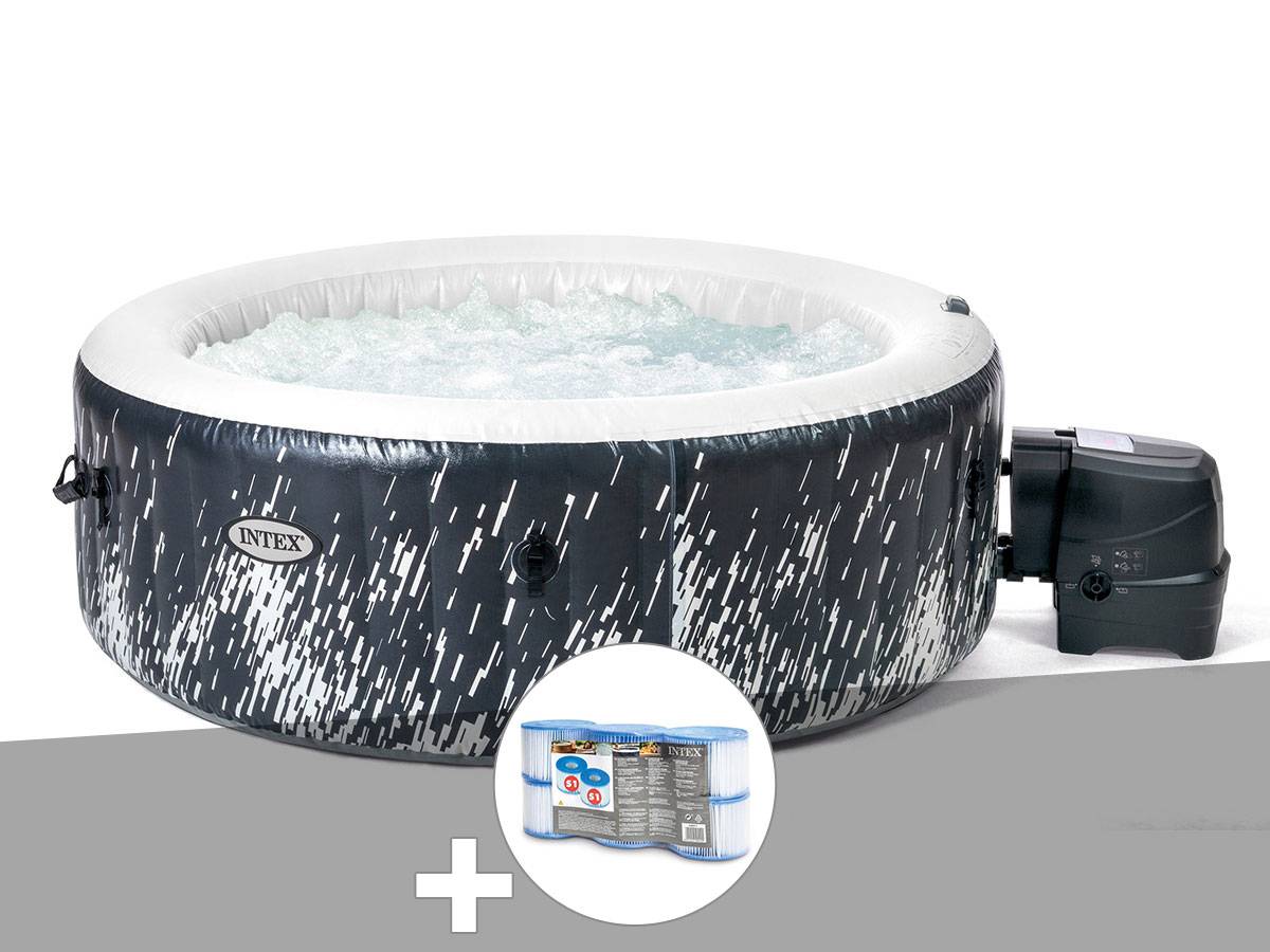 Kit spa gonflable Intex PureSpa Galaxie rond Bulles avec LED 4 places + 6 filtres