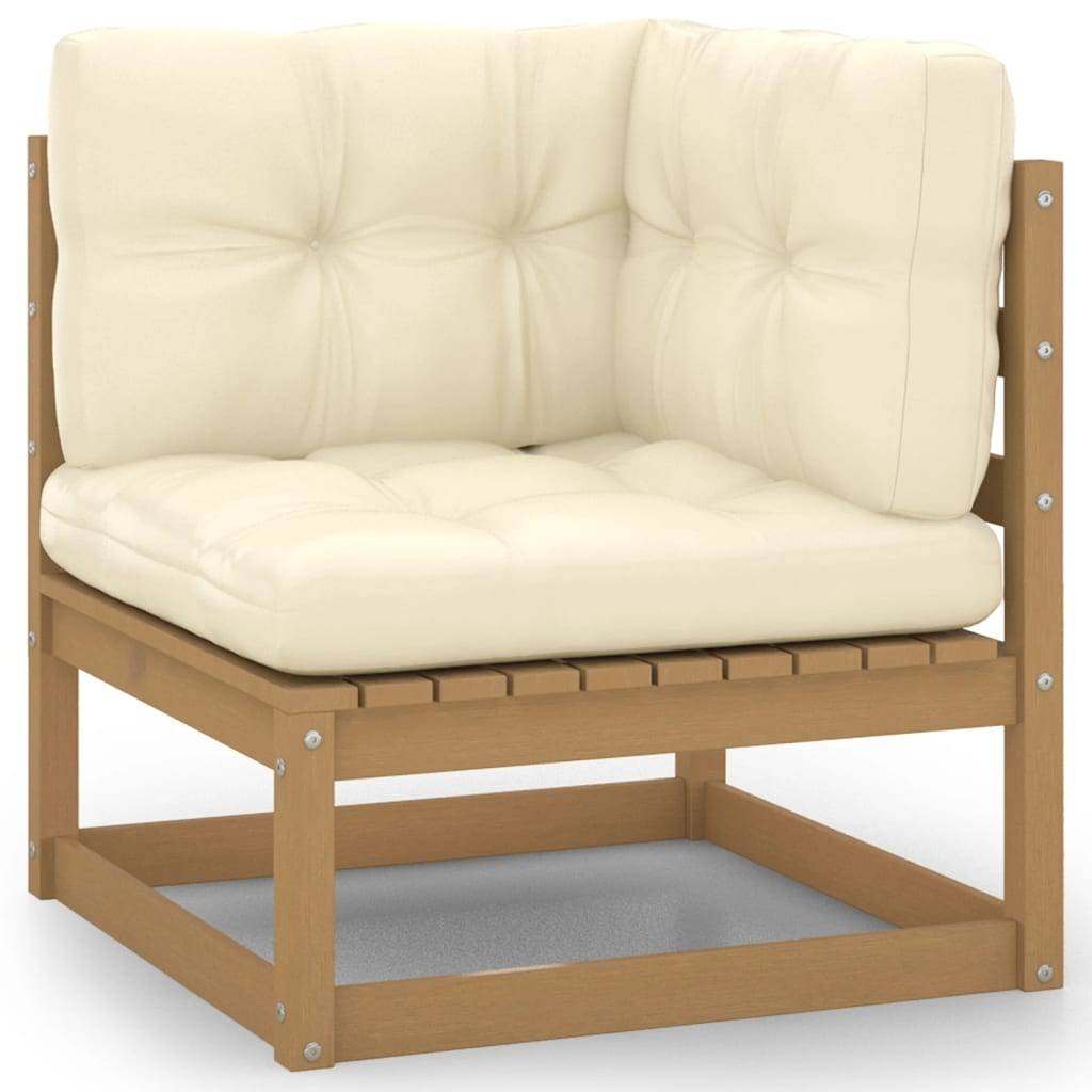 Helloshop26 - Salon de jardin meuble d'extérieur ensemble de mobilier 10 pièces avec coussins marron miel bois de pin - Image 3