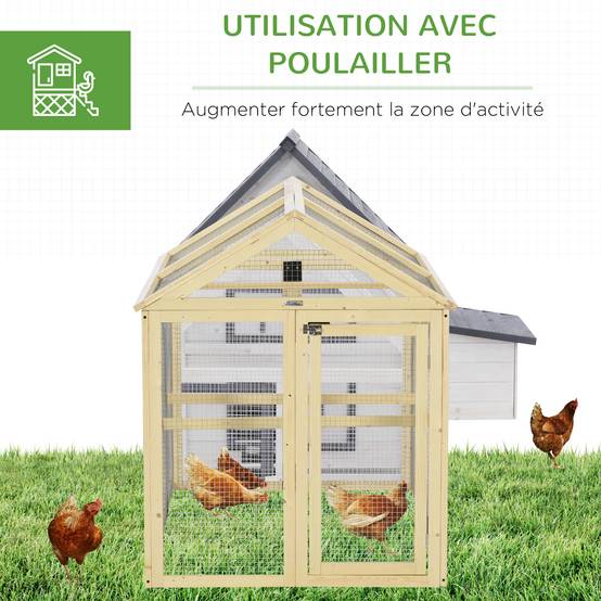Enclos pour volailles bois naturel 140 x 88.5 x 106 cm - PANGIVO - Image 8