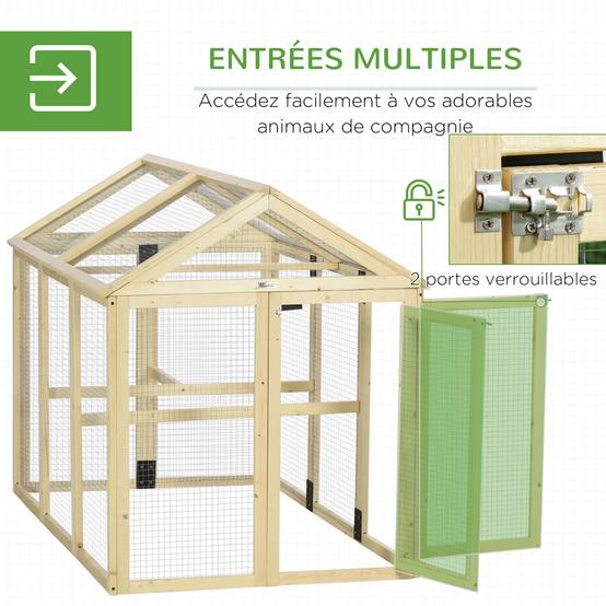 Enclos pour volailles bois naturel 140 x 88.5 x 106 cm - PANGIVO - Image 7