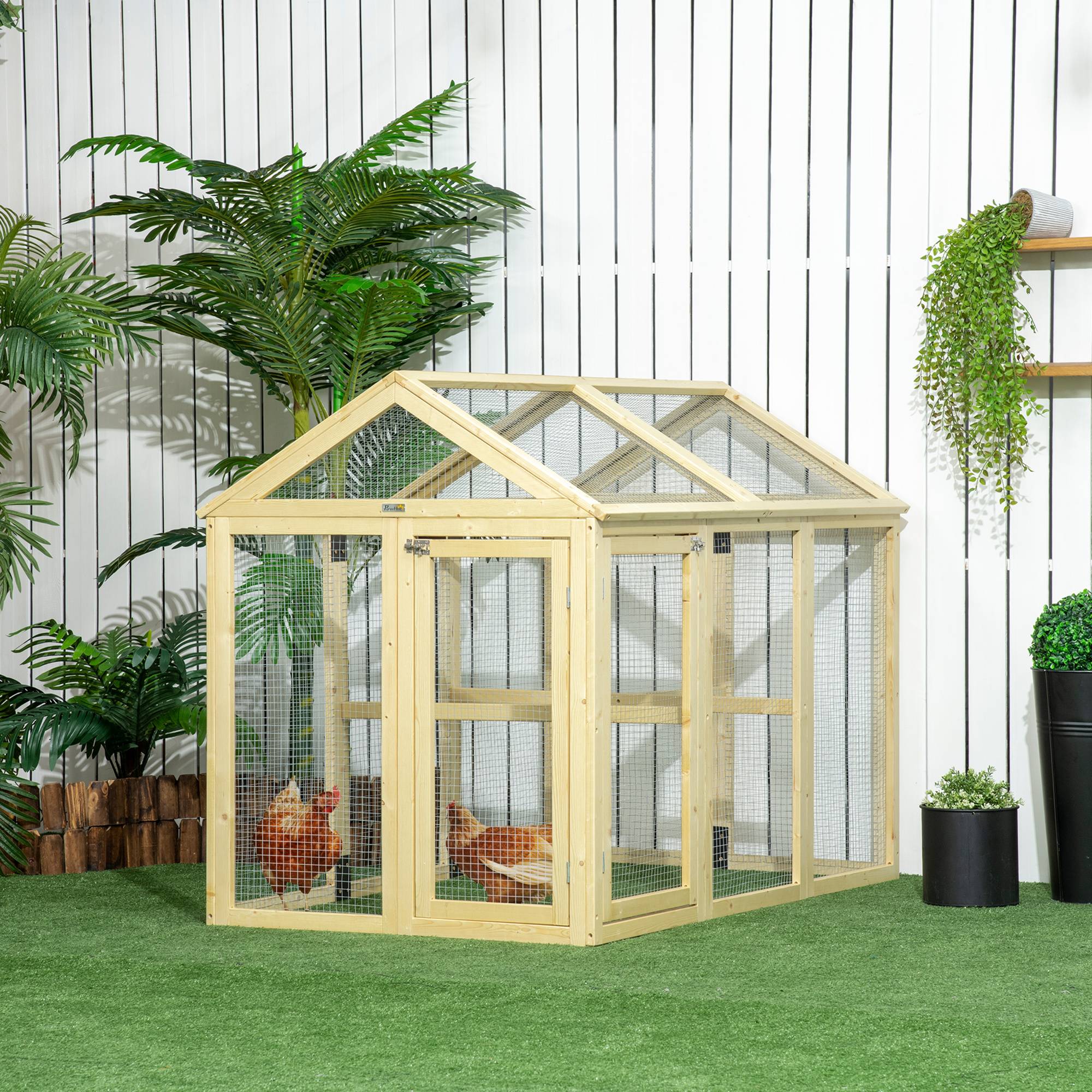 Enclos pour volailles bois naturel 140 x 88.5 x 106 cm - PANGIVO - Image 3