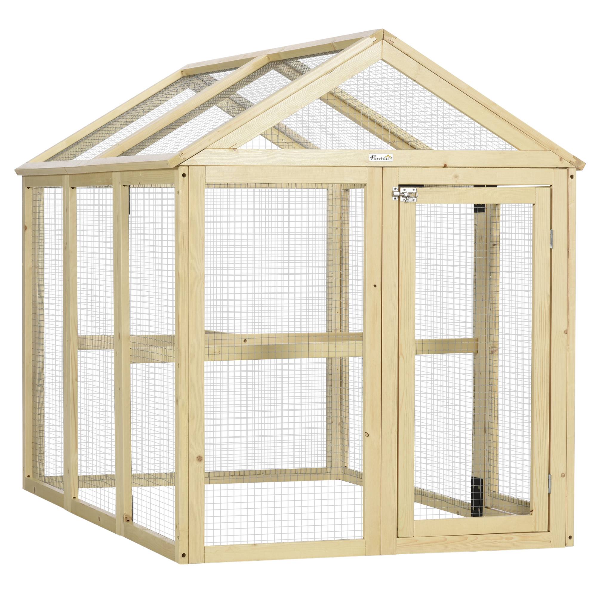Enclos pour volailles bois naturel 140 x 88.5 x 106 cm - PANGIVO - Image 2