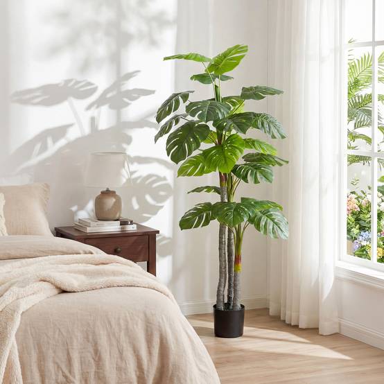 Arbre Artificiel Plante Artificielle Monstera H.1,5 m Tronc Branches Lichen Feuilles de Tortue Grand réalisme Pot Inclus - Image 9