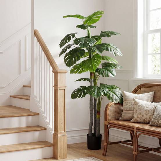 Arbre Artificiel Plante Artificielle Monstera H.1,5 m Tronc Branches Lichen Feuilles de Tortue Grand réalisme Pot Inclus - Image 4