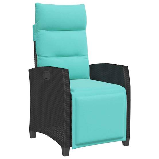 PANGIVO - Chaise de jardin inclinable avec table d'appoint noir polyrotin 65 x 58 x 94 cm, Poids :13.55kg - PANGIVO - Image 2