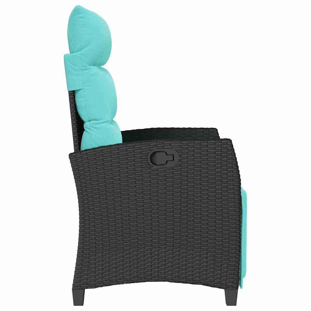 PANGIVO - Chaise de jardin inclinable avec table d'appoint noir polyrotin 65 x 58 x 94 cm, Poids :13.55kg - PANGIVO - Image 5