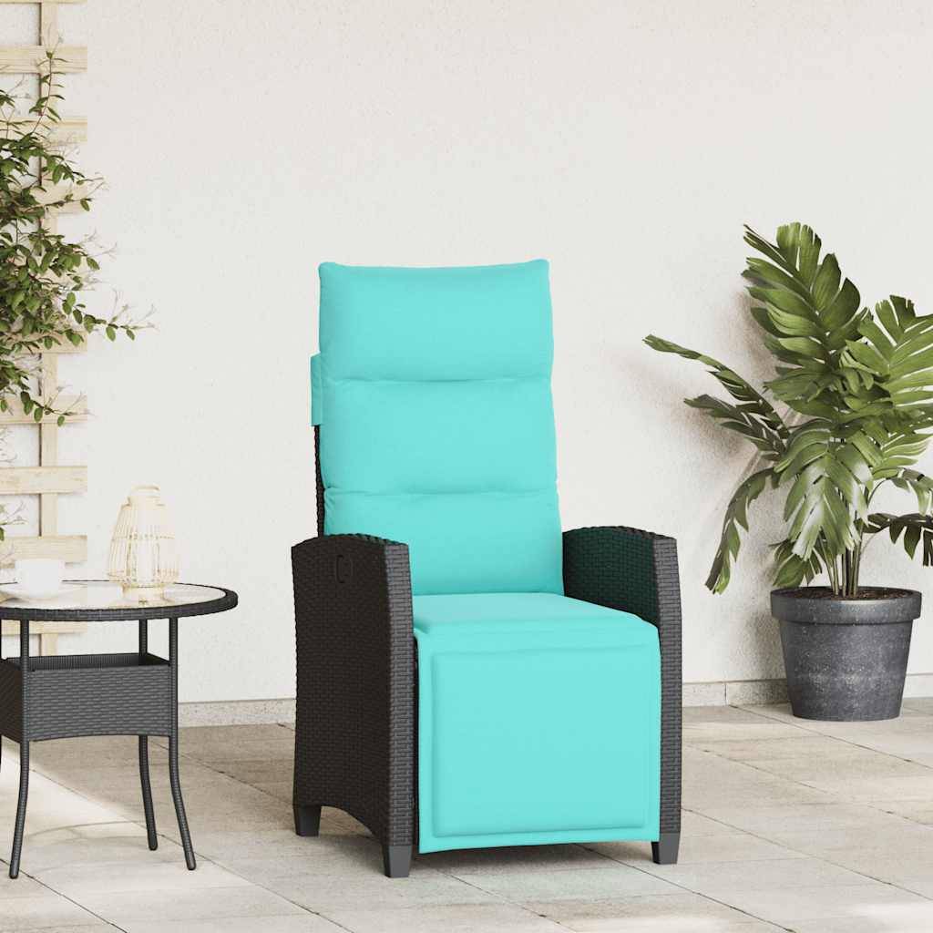 PANGIVO - Chaise de jardin inclinable avec table d'appoint noir polyrotin 65 x 58 x 94 cm, Poids :13.55kg - PANGIVO - Image 1