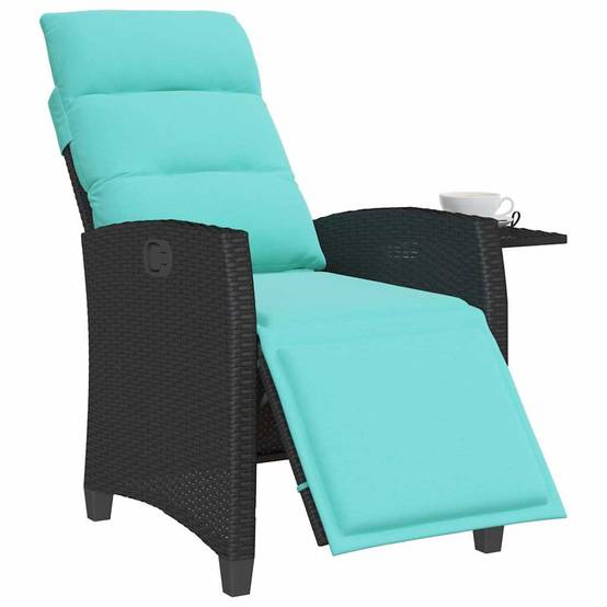 PANGIVO - Chaise de jardin inclinable avec table d'appoint noir polyrotin 65 x 58 x 94 cm, Poids :13.55kg - PANGIVO - Image 3
