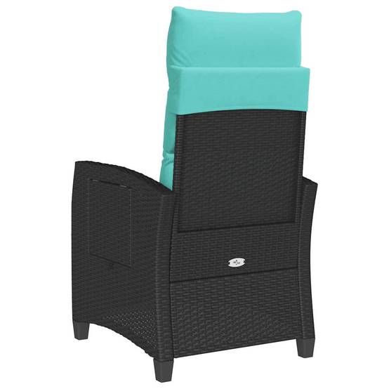 PANGIVO - Chaise de jardin inclinable avec table d'appoint noir polyrotin 65 x 58 x 94 cm, Poids :13.55kg - PANGIVO - Image 6