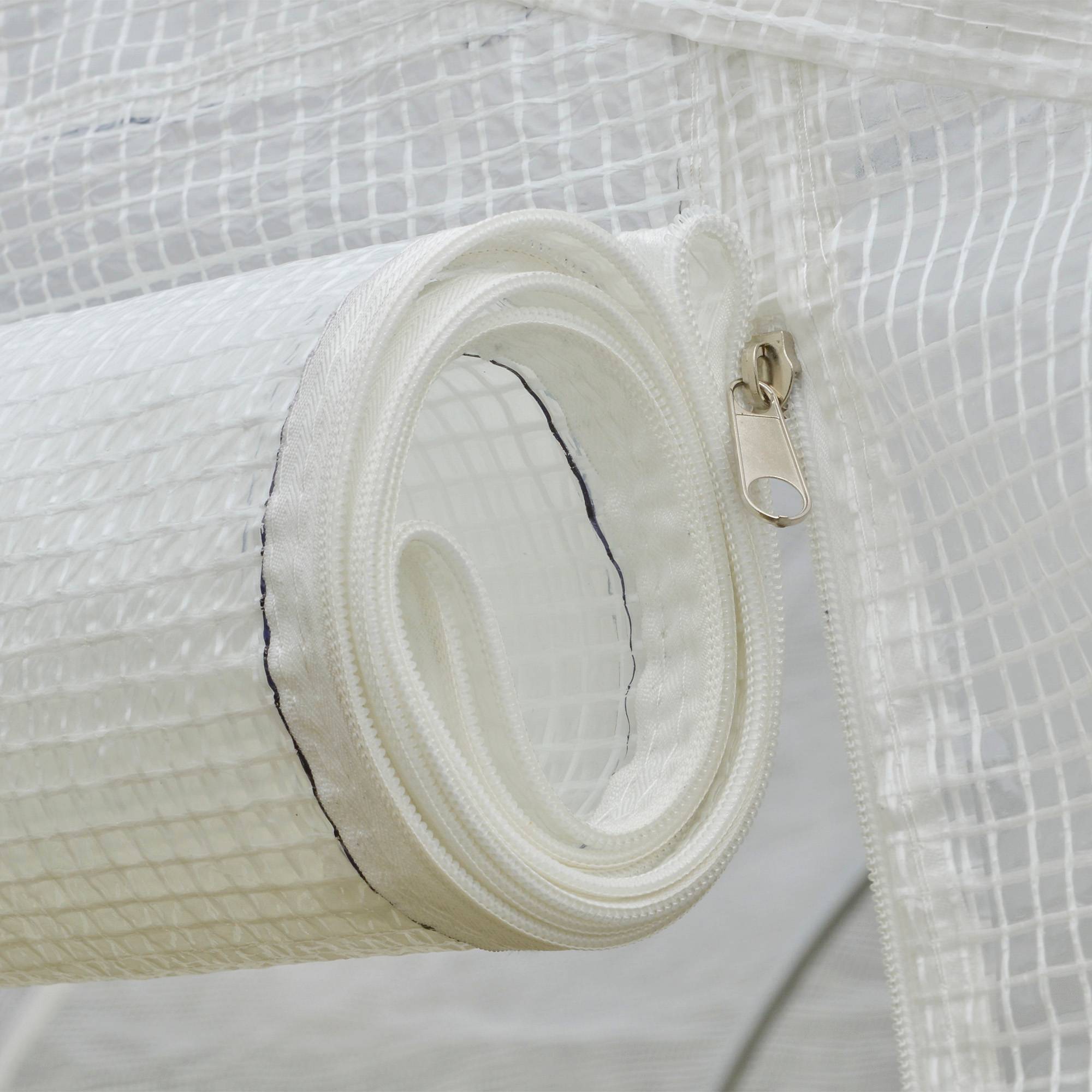 Serre de jardin serre tunnel de Jardin dim. 3,5L x 3l x 2H m Porte + 6 fenêtres enroulables Acier galvanisé bâche PE Haute densité Blanc - Image 10