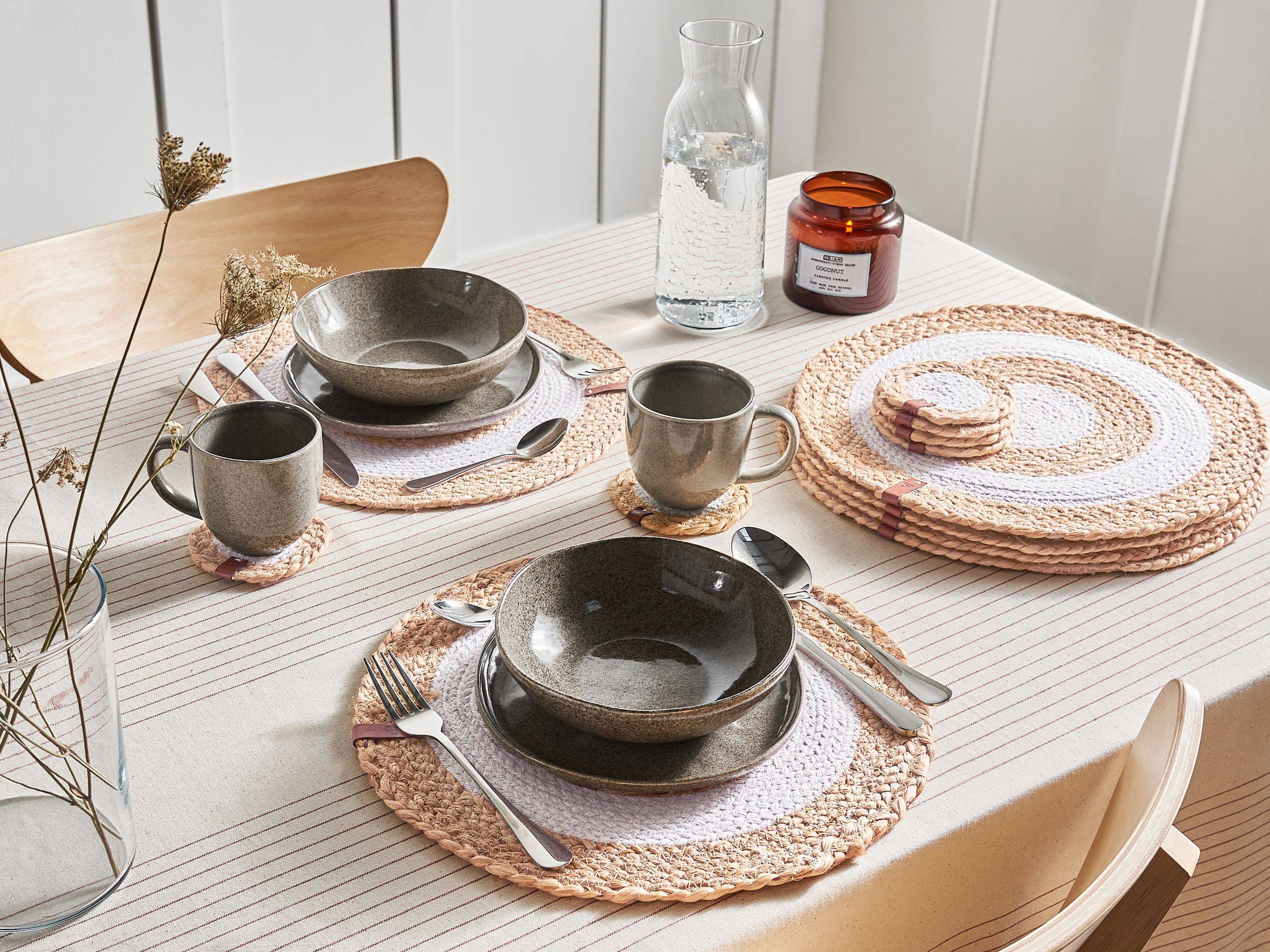 Beliani - Sets de table et sous-verres Jute Naturel TUMERIC - 10x10x0.8- Beliani - Image 1