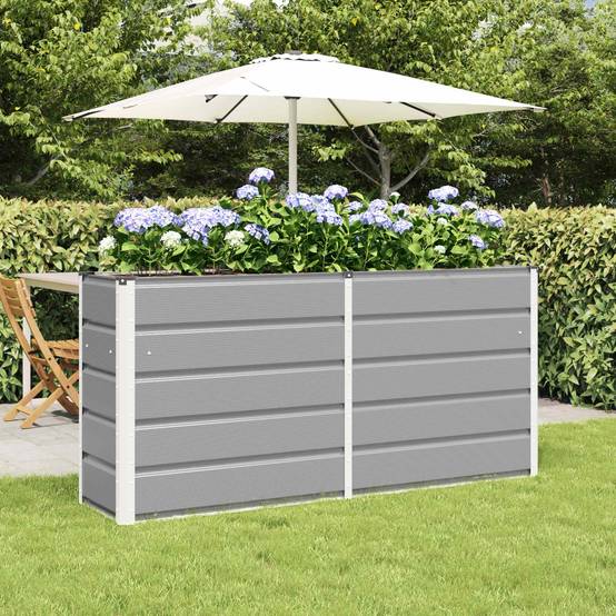 ComfortXL - Jardinière haute XXL acier pour terrasse brise-vue végétal 160x40x75 cm Gris clair - ComfortXL Outdoor Living - Image 1