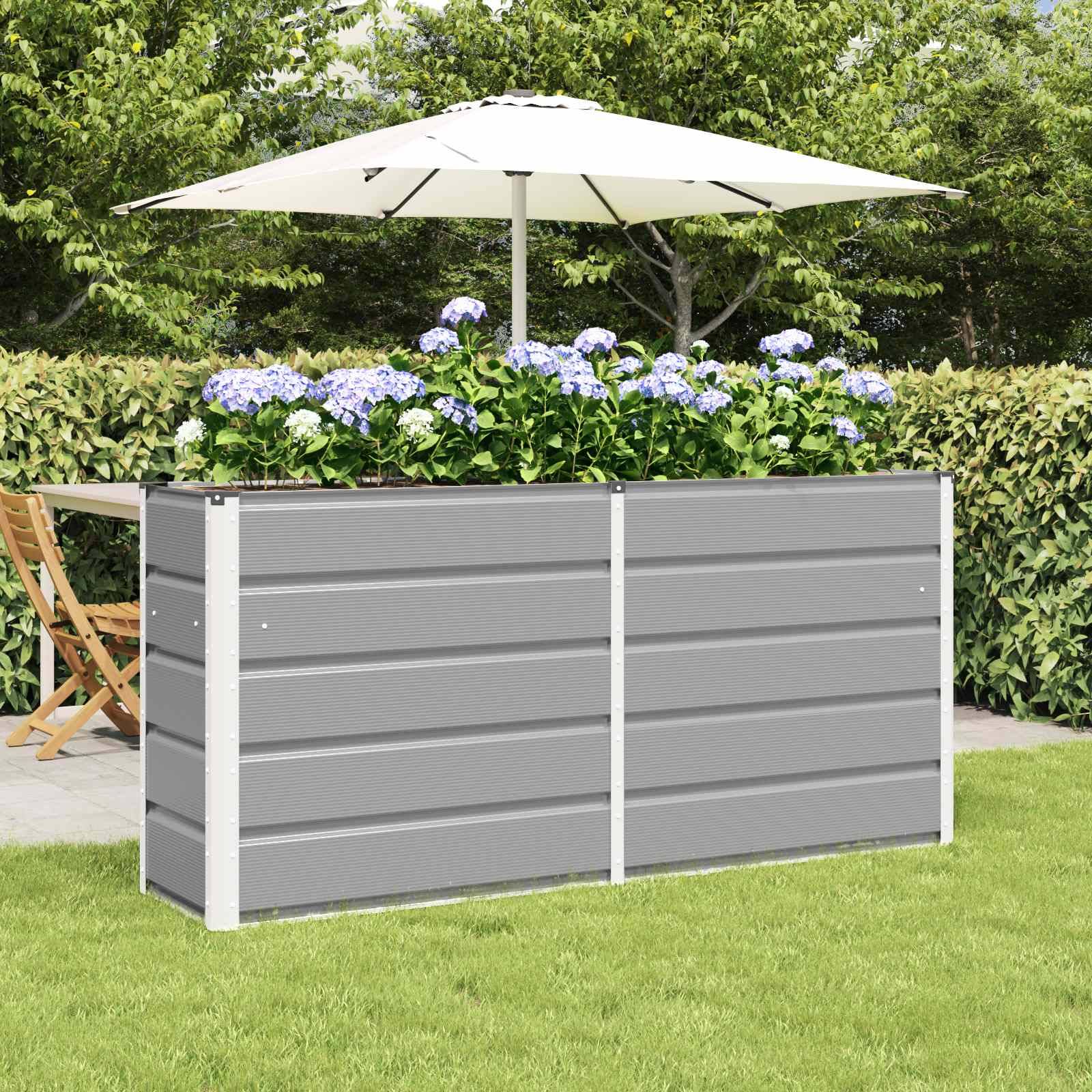 ComfortXL - Jardinière haute XXL acier pour terrasse brise-vue végétal 160x40x75 cm Gris clair - ComfortXL Outdoor Living - Image 1