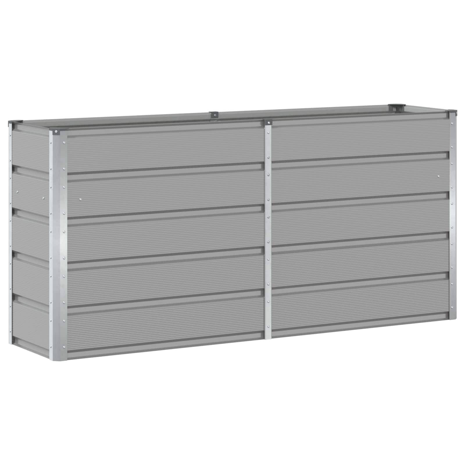 ComfortXL - Jardinière haute XXL acier pour terrasse brise-vue végétal 160x40x75 cm Gris clair - ComfortXL Outdoor Living - Image 2