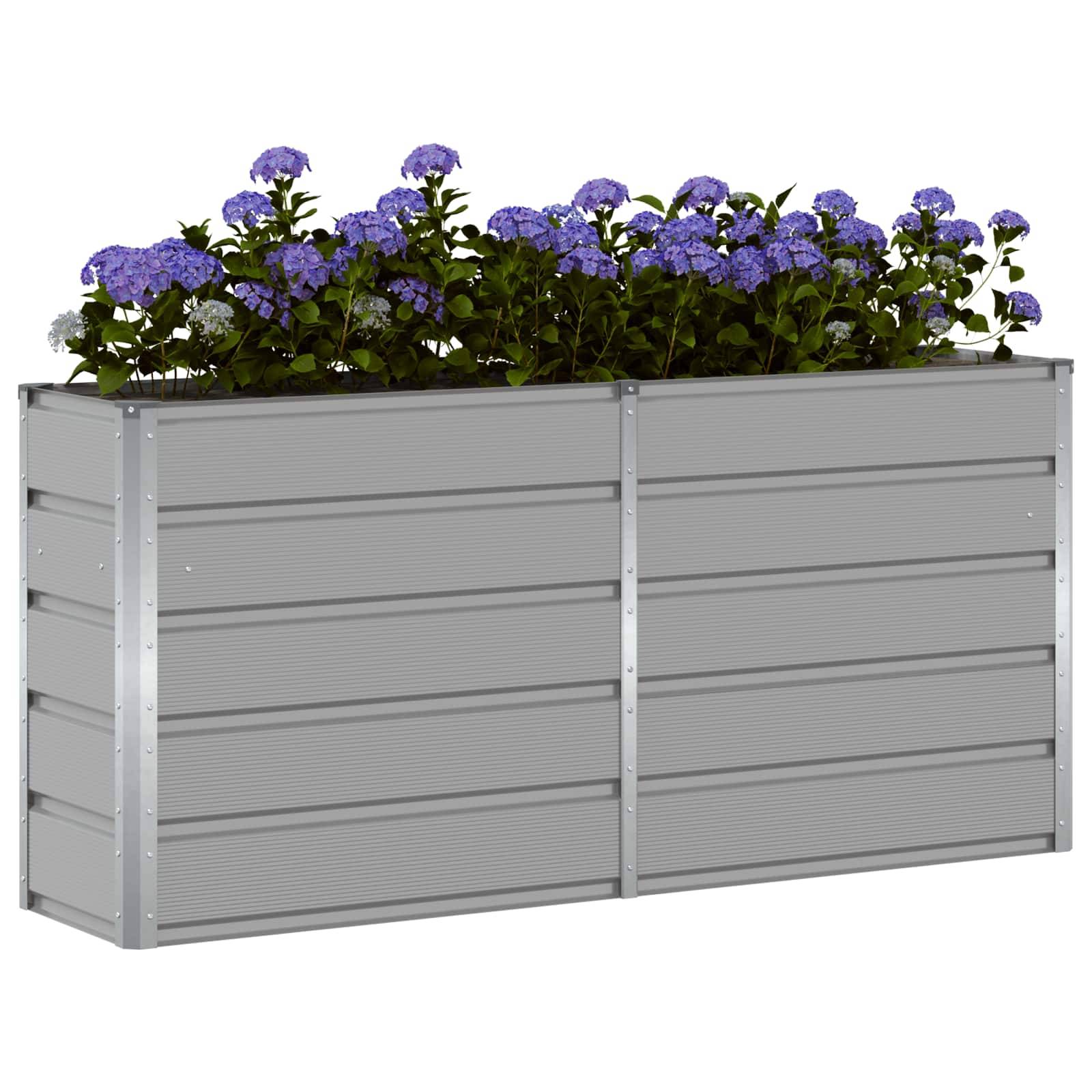 ComfortXL - Jardinière haute XXL acier pour terrasse brise-vue végétal 160x40x75 cm Gris clair - ComfortXL Outdoor Living - Image 3