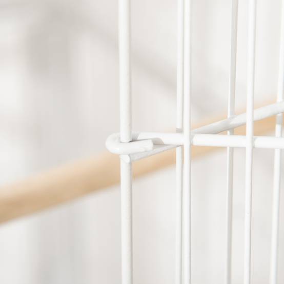 Cage à oiseaux sur roulettes 78 x 52 x 132 cm avec plateau et étagère amovibles pour canaris et perruches, blanche - Image 10