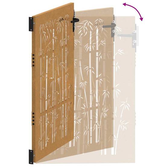 Portillon d'Entrée Acier Corten Motif Bambou avec Poteaux pour Jardin Terrasse Rouillé 105x130 cm – ComfortXL Outdoor Living - Image 8