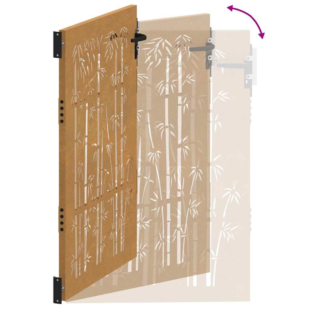 Portillon d'Entrée Acier Corten Motif Bambou avec Poteaux pour Jardin Terrasse Rouillé 105x130 cm – ComfortXL Outdoor Living - Image 8