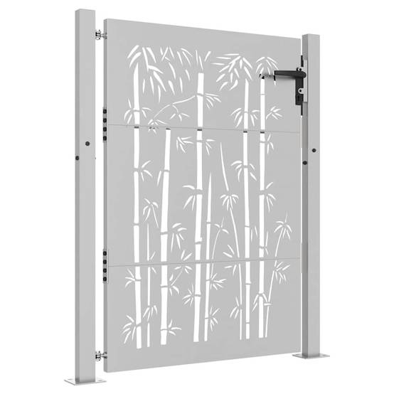 Portillon d'Entrée Acier Corten Motif Bambou avec Poteaux pour Jardin Terrasse Rouillé 105x130 cm – ComfortXL Outdoor Living - Image 5