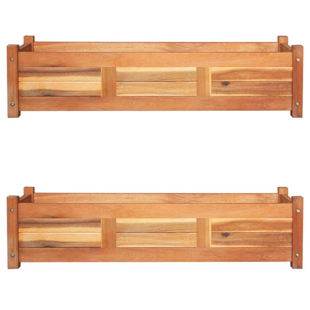 ComfortXL - Lot de 2 jardinières rectangulaires en bois d'acacia 100 cm – ComfortXL Outdoor Living - Image 1