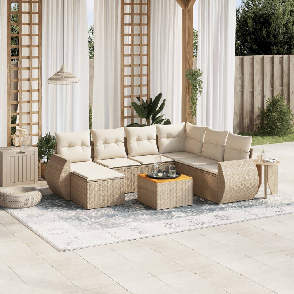 Vidaxl - Salon de jardin avec coussins 8 pcs beige résine tressée vidaXL 3257451 - Image 1