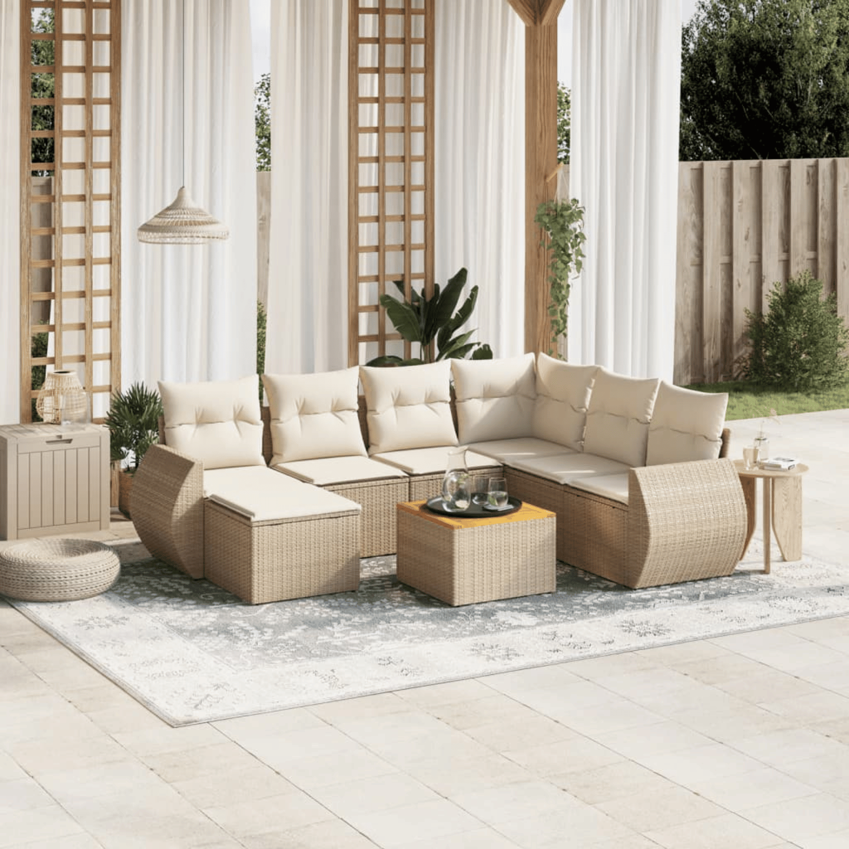 Vidaxl - Salon de jardin avec coussins 8 pcs beige résine tressée vidaXL 3257451 - Image 4