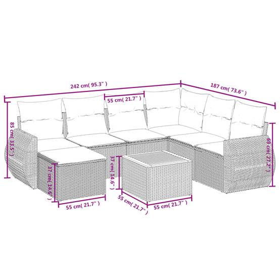 Vidaxl - Salon de jardin avec coussins 8 pcs beige résine tressée vidaXL 3257451 - Image 3