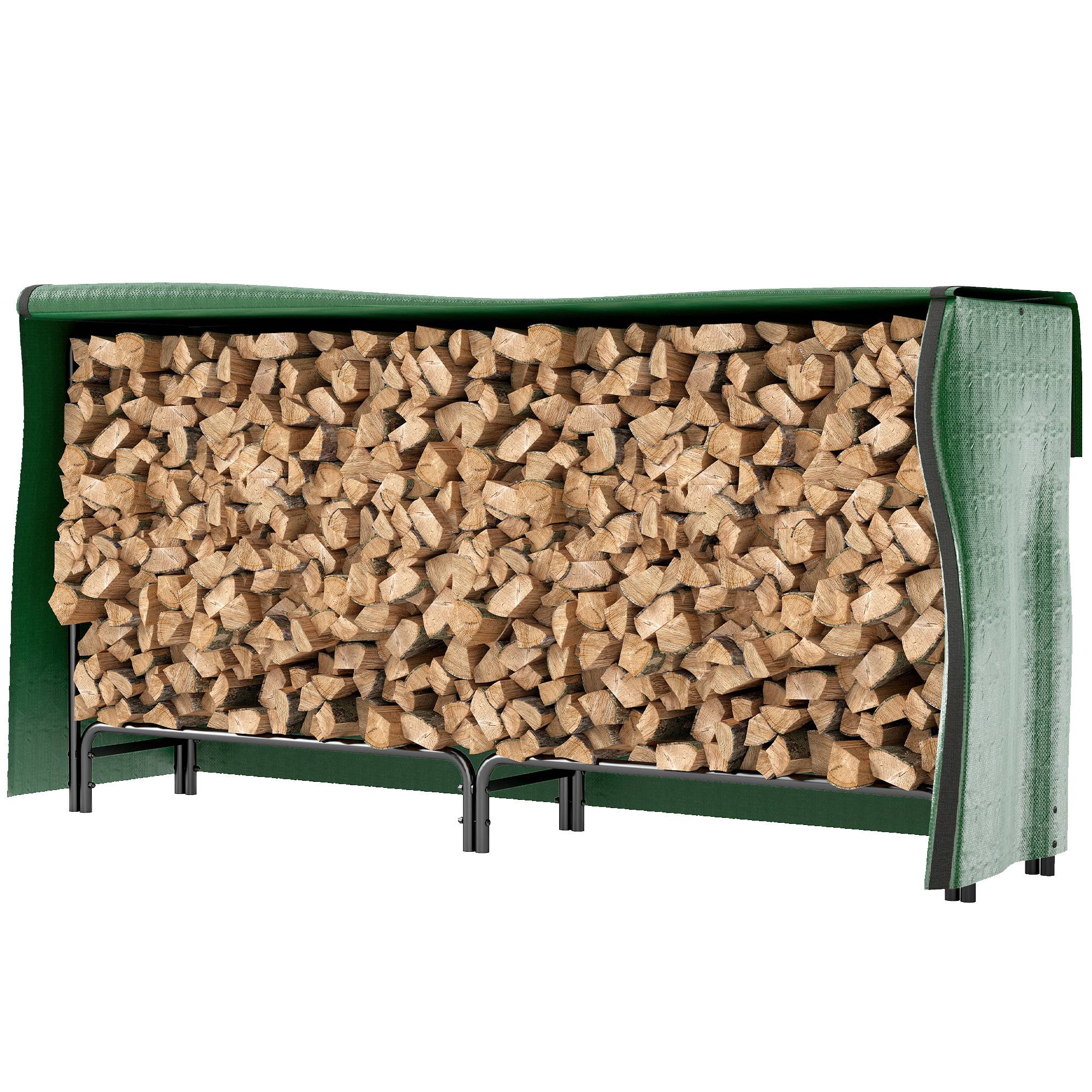 ComfortXL - Range-bûches métal extérieur protection housse imperméable 200x36x99cm noir - ComfortXL Outdoor Living - Image 2