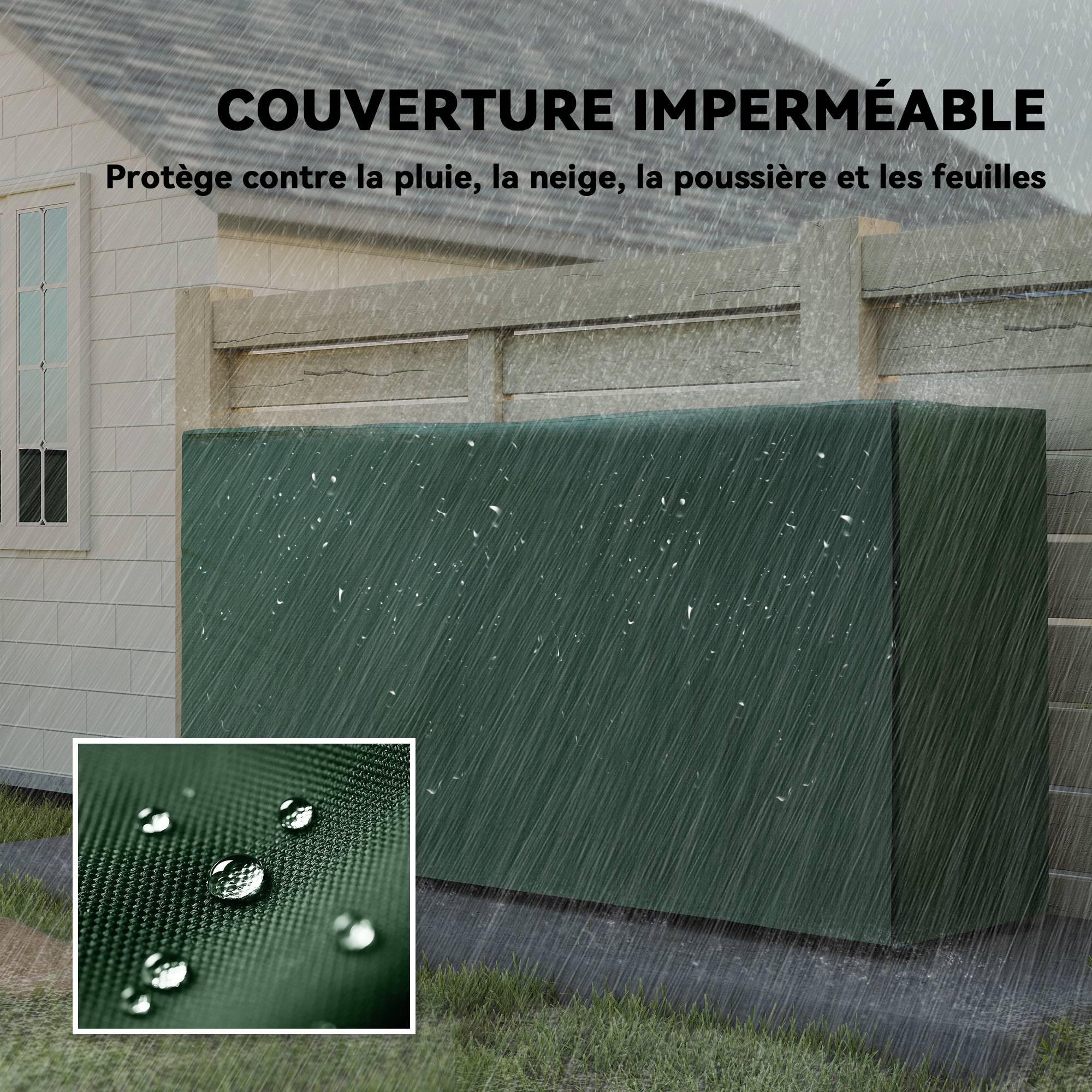 ComfortXL - Range-bûches métal extérieur protection housse imperméable 200x36x99cm noir - ComfortXL Outdoor Living - Image 6