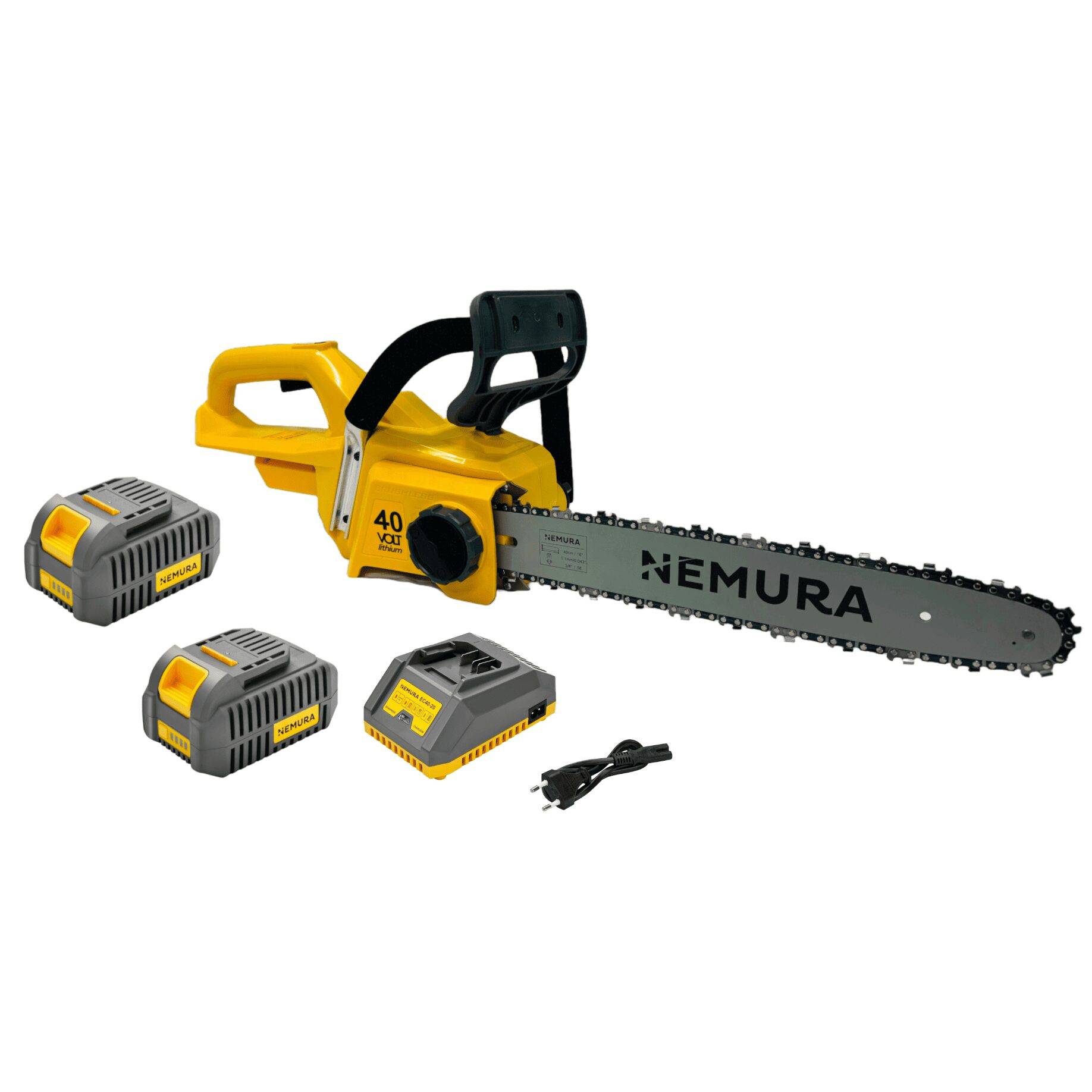 Nemura - Tronçonneuse à batterie NEMURA 40V + 2 Batteries 4Ah + Chargeur rapide - Coupe de 40cm - Image 1
