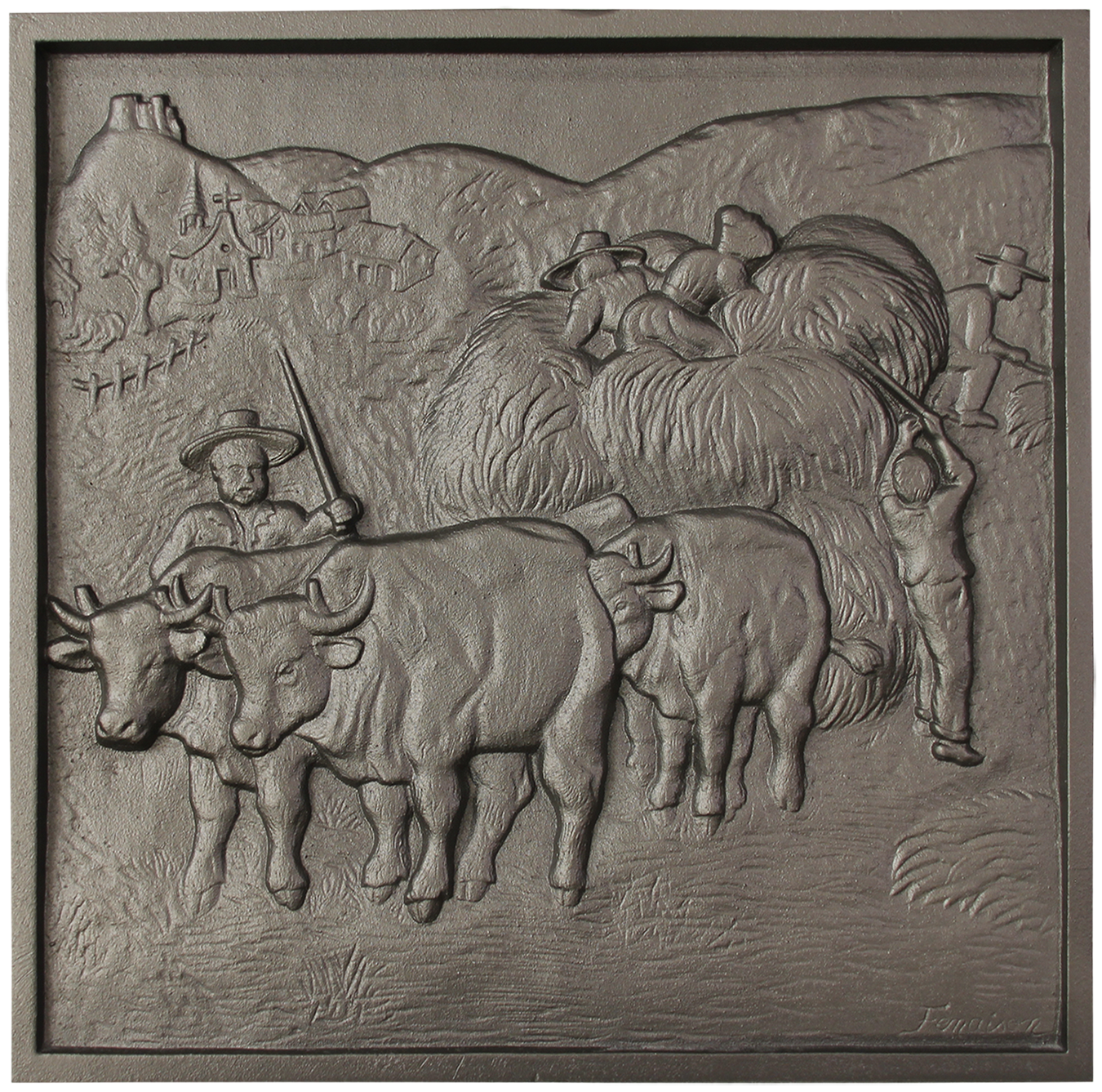 Plaque de cheminée rentrée des foins Dommartin grise H. 49cm X L. 49cm - Image 1