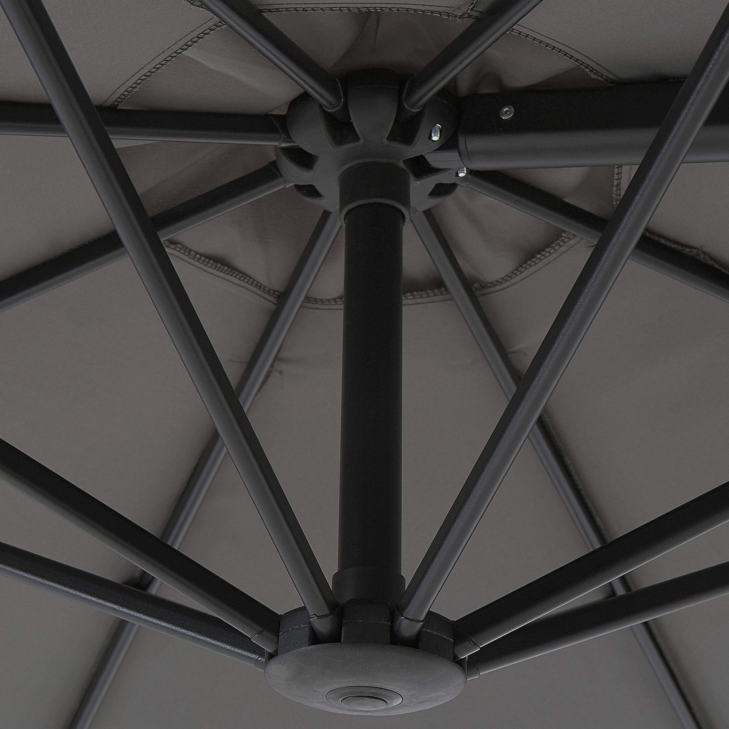 Beliani - Parasol de Jardin Gris Foncé en Aluminium et Tissu Polyester ⌀ 2,95 m Octogonal à Manivelle et en Porte-à-Faux Rotation 360° Résistant aux UV - Image 7