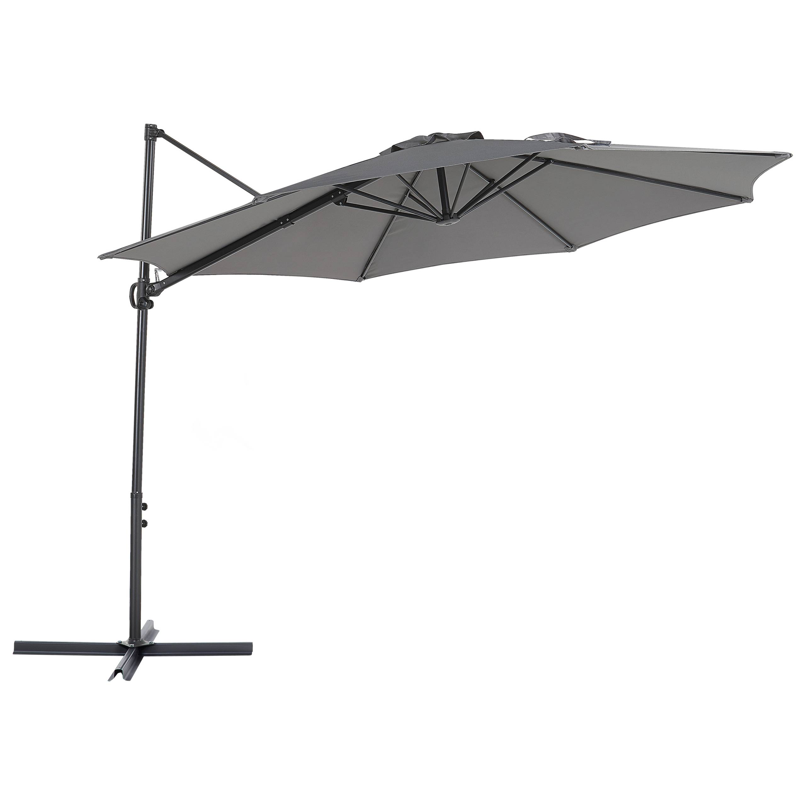 Beliani - Parasol de Jardin Gris Foncé en Aluminium et Tissu Polyester ⌀ 2,95 m Octogonal à Manivelle et en Porte-à-Faux Rotation 360° Résistant aux UV - Image 1
