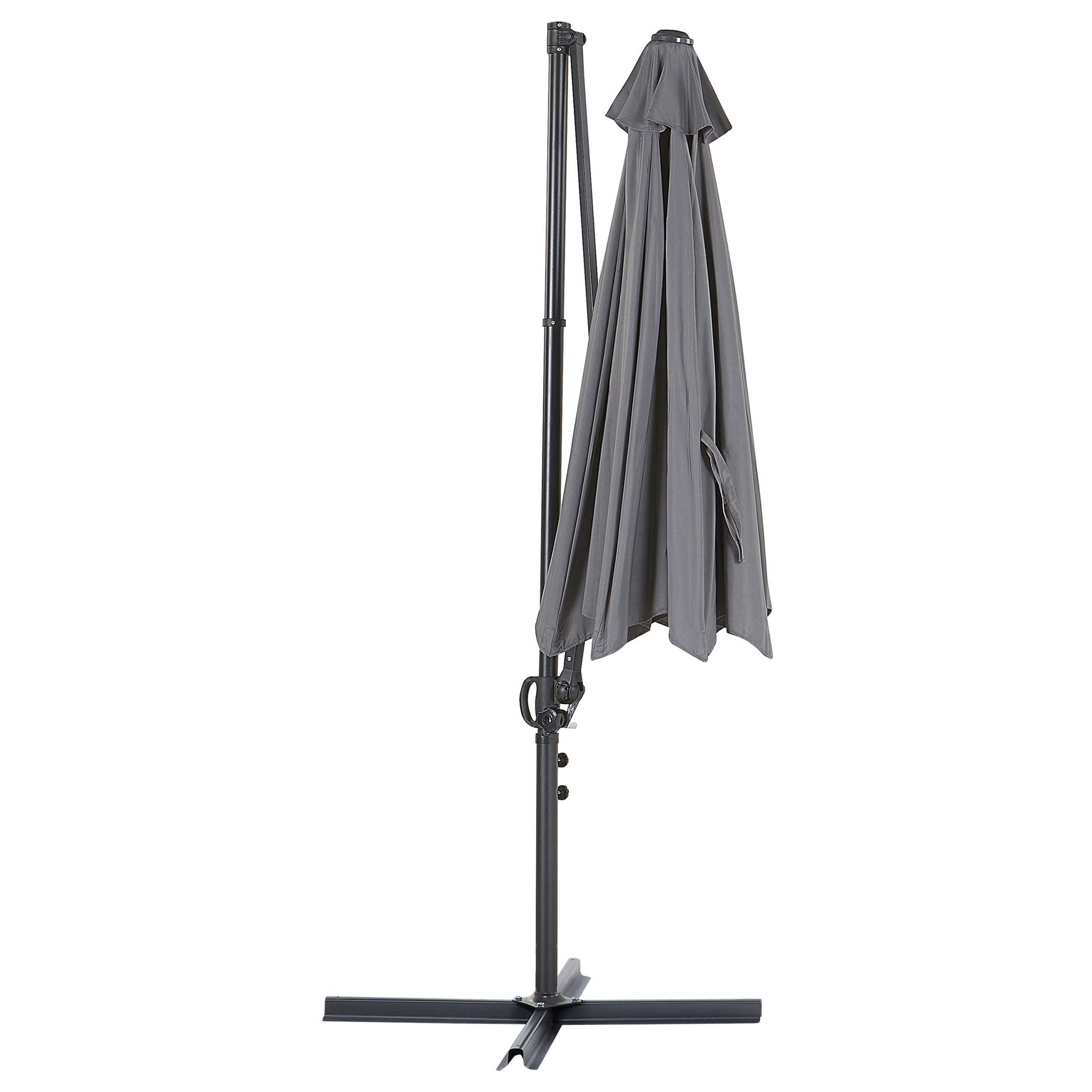 Beliani - Parasol de Jardin Gris Foncé en Aluminium et Tissu Polyester ⌀ 2,95 m Octogonal à Manivelle et en Porte-à-Faux Rotation 360° Résistant aux UV - Image 6