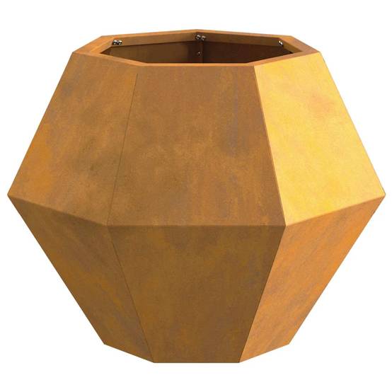 Jardinière rectangulaire design moderne extérieur 50 x 50 x 40 cm en acier rouillé - Image 3