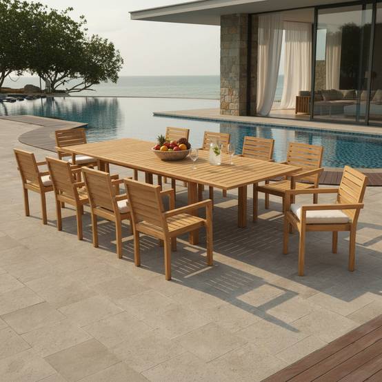 Teck'Attitude - Table extensible teck massif Constantine XL 190/290 x100 cm - TECK'Attitude - Image 5