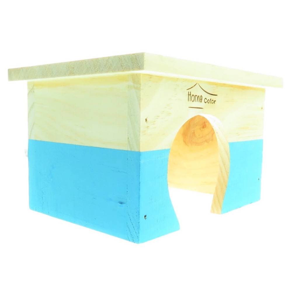 animallparadise - Maison en bois rectangulaire, bleu, 18 x 14 x 11 cm pour rongeur - Image 2
