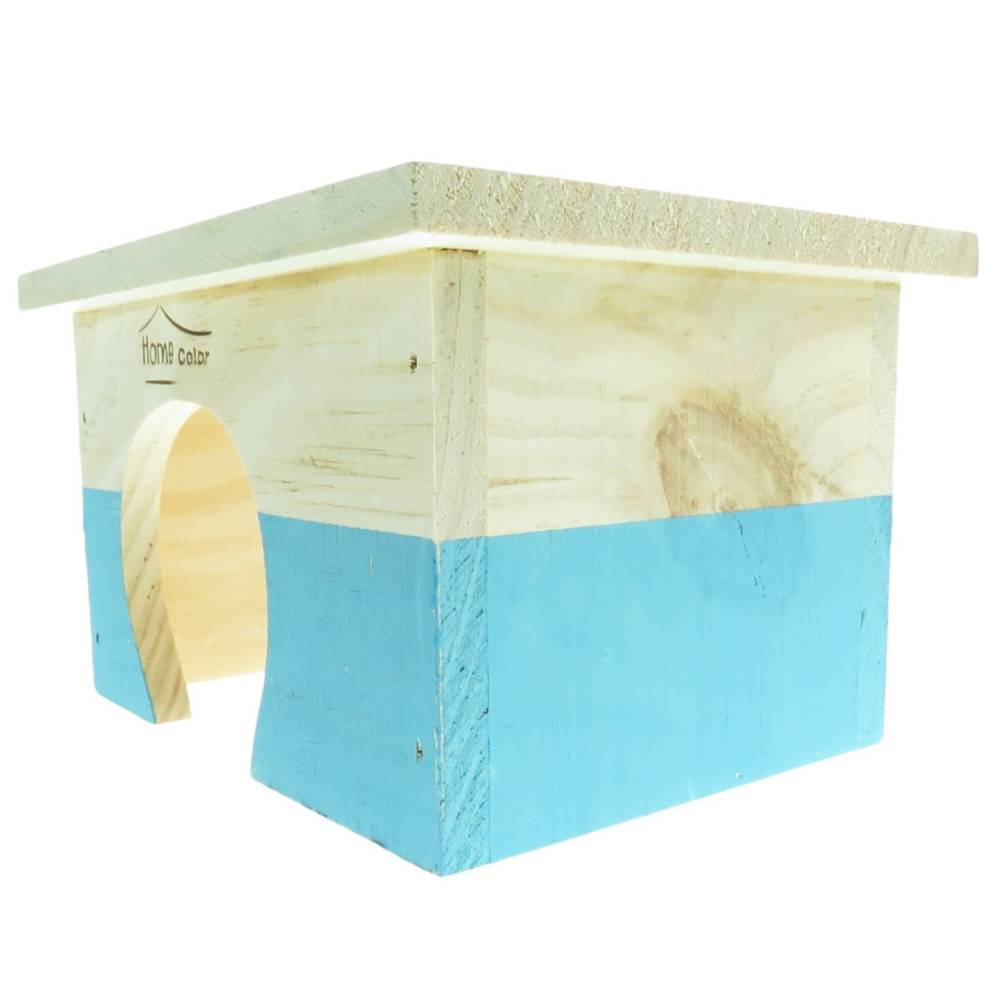 animallparadise - Maison en bois rectangulaire, bleu, 18 x 14 x 11 cm pour rongeur - Image 3