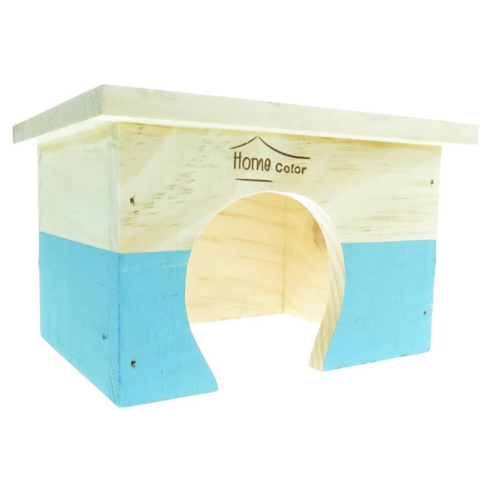 animallparadise - Maison en bois rectangulaire, bleu, 18 x 14 x 11 cm pour rongeur - Image 1