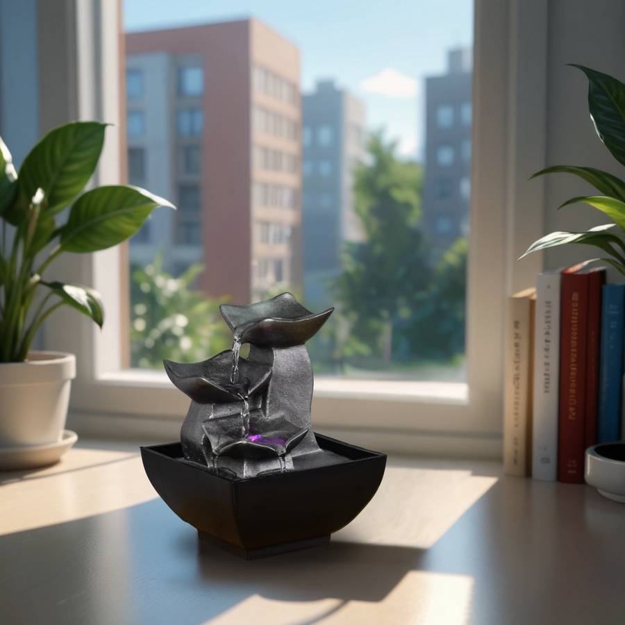 Zen Light - Fontaine d'Intérieur Cascade Boro, Déco Salon, Chambre, Bureau, Cadeaux Utile, Petit Prix, Faible Encombrement, H 18cm – Zen'Light - Image 1