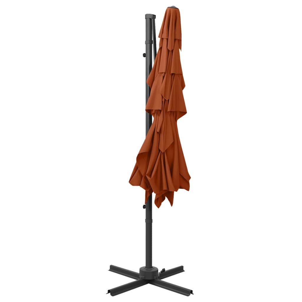 Helloshop26 - Parasol à 4 niveaux avec mât en aluminium 250 x 250 cm orange - Image 5