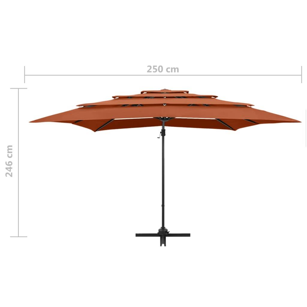 Helloshop26 - Parasol à 4 niveaux avec mât en aluminium 250 x 250 cm orange - Image 8